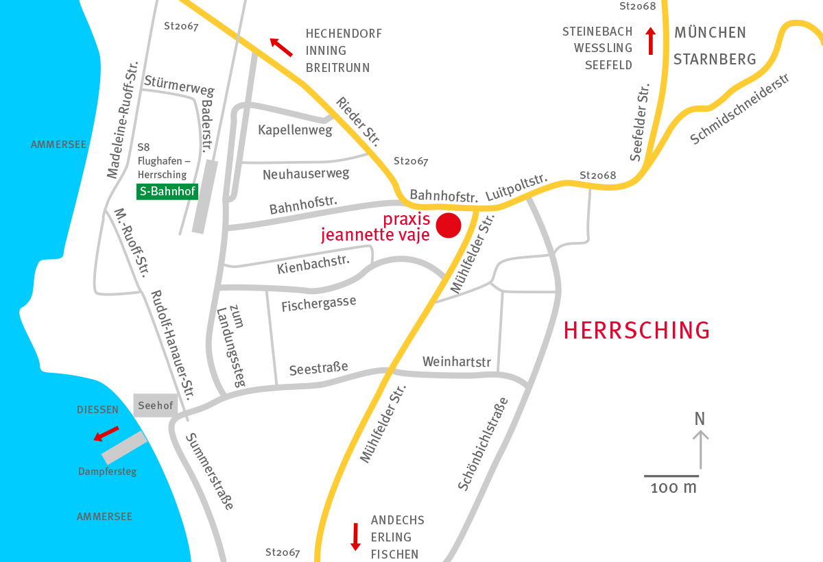 Lageplan Anfahrt Illustration Herrsching | Dr. med. dent. Jeannette Vaje - praxis für zahnheilkunde am ammersee - www.zahnheilkunde-am-ammersee.de